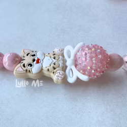 BADGE HOLDER KITTYCAT with bling PINK (elastic)