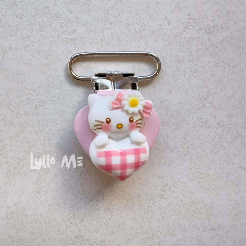BADGE HOLDER KITTYCAT with bling PINK (elastic)
