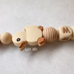 Pacifier holder with name ANKA CREAM/ WHEAT
