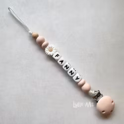 Pacifier holder with name DAISY Astilbe / WHITE