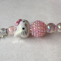 E-TJÄNSTEKORT HÅLLARE KITTY med bling ROSA (elastisk)