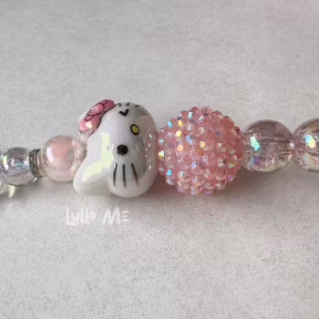 E-TJÄNSTEKORT HÅLLARE KITTY med bling ROSA (elastisk)