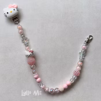 E-TJÄNSTEKORT HÅLLARE KITTY med bling ROSA (elastisk)
