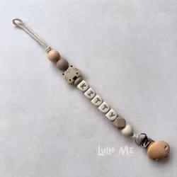 Pacifier holder with name Cat Wool / CREAM