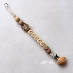 Pacifier holder with name Cat Cappuccino / WHEAT