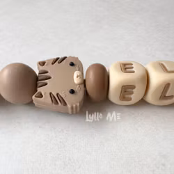 Pacifier holder with name Cat Cappuccino / WHEAT