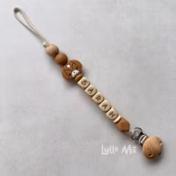 Pacifier holder with name Dog Salted Caramel / WHEAT