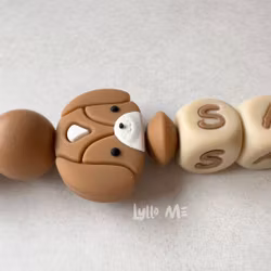 Pacifier holder with name Dog Salted Caramel / WHEAT