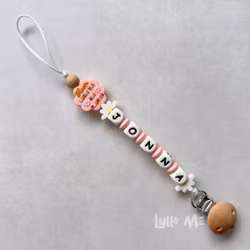 Pacifier holder with name Bloom / WHITE (max 5 letters)