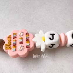 Pacifier holder with name Bloom / WHITE (max 5 letters)