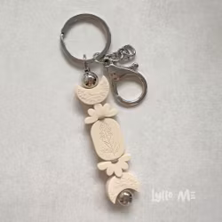 NYCKELRING -Crescent Moon Ivory / Ivory-SILVER