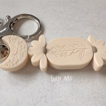 NYCKELRING -Crescent Moon Ivory / Ivory-SILVER