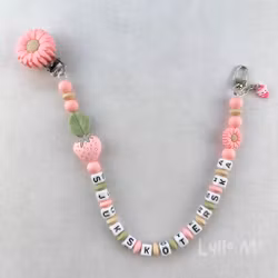 ID CARD/ KEY HOLDER strawberry pink with text Nurse with DAISY CLIPS