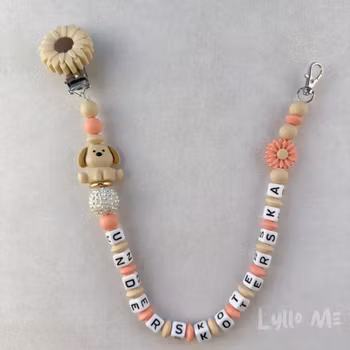 ID-KORT/ NYCKEL HÅLLARE med text Undersköterska med bling DAISY -Wheat/Sothern Peach