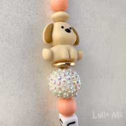 ID-KORT/ NYCKEL HÅLLARE med text Undersköterska med bling DAISY -Wheat/Sothern Peach