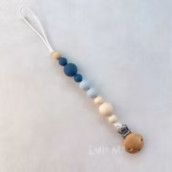 PACIFIER HOLDER - BUBBLE - FLENNEL BLUE-ICY BLUE- IVORY