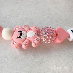 ID-KORT/ NYCKEL HÅLLARE med text Undersköterska med bling TEDDY ROSA