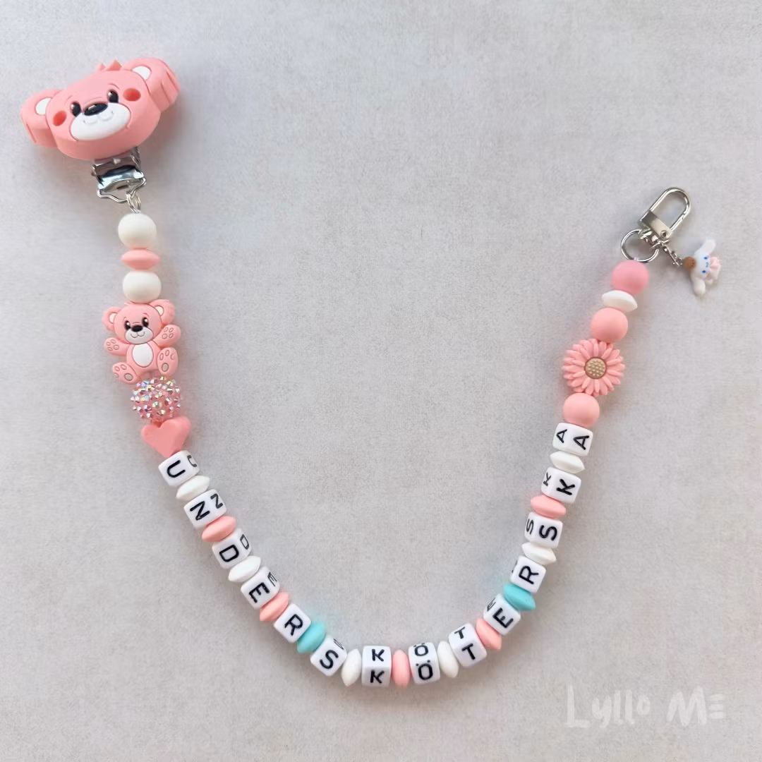 ID-KORT/ NYCKEL HÅLLARE med text Undersköterska med bling TEDDY ROSA