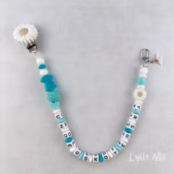 ID CARD/ KEY HOLDER with optional text with bling DAISY WHITE/ GREEN- TURQUOISE