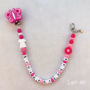 ID-KORT/ NYCKEL HÅLLARE med text Sjuksköterska med bling  Butterfly FUCHSIA