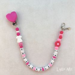 ID-KORT/ NYCKEL HÅLLARE med valfri  text - med bling HJÄRTA  FUCHSIA
