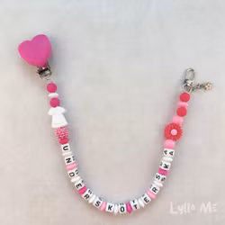 ID CARD/ KEY HOLDER with text - with bling HEART FUCHSIA