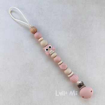 NAPPHÅLLARE med Silikon clips - OWL - LIGHT OLD PINK/LINNEN