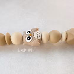 NAPPHÅLLARE med Silikon clips - OWL - BEIGE/ OATMEAL/LINNEN