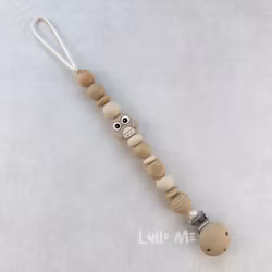 NAPPHÅLLARE med Silikon clips - OWL - BEIGE/ OATMEAL/LINNEN