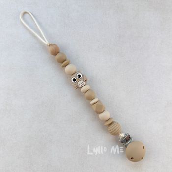 NAPPHÅLLARE med Silikon clips - OWL - BEIGE/ OATMEAL/LINNEN