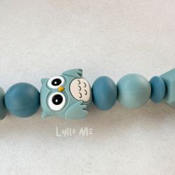 NAPPHÅLLARE med Silikon clips - OWL -GREY BLUE/ ARCTIC BLUE