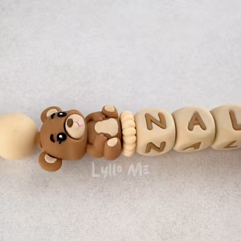 Napphållare med namn NALLE  Milkchocolate/WHEAT