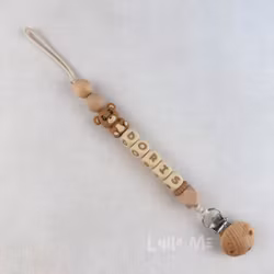 Pacifier holder with name NALLE Oatmeal /WHEAT
