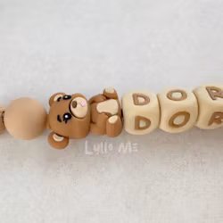 Pacifier holder with name NALLE Oatmeal /WHEAT