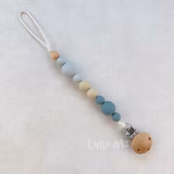 PACIFIER HOLDER - BUBBLE -ICY BLUE - WOOL- DUSKY BLUE