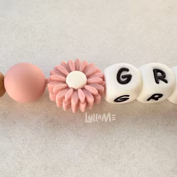Napphållare med Clips i silikon  med namn DAISY  Blossom / WHITE