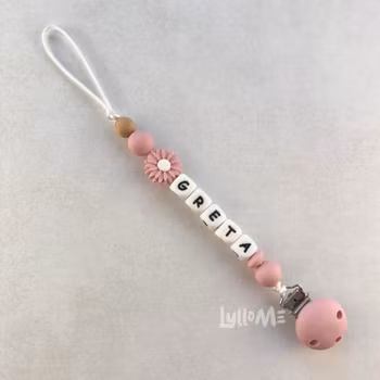 Napphållare med Clips i silikon  med namn DAISY  Blossom / WHITE