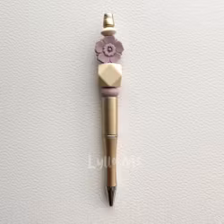 PEN WITH PEARLS POPPY mauve