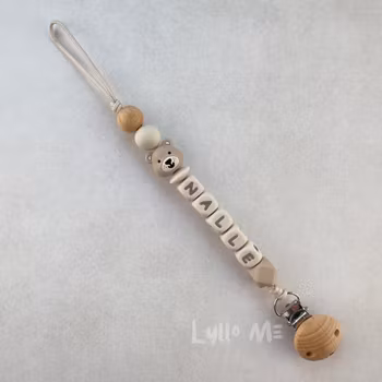 Napphållare med namn - Lilla Björn- BEIGE  / CREAM