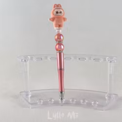 PENNA med söt Labubu inspirerad mjuk flockad figur Orange  ( inkl refill )