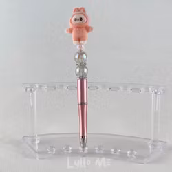 PEN with cute Labubu inspired soft flocked figure Orange 2 (incl refill)