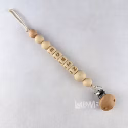 Pacifier holder with name Old Lace with speckles /WHEAT