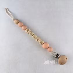 Pacifier holder with the name Peach nude with speckles /WHEAT