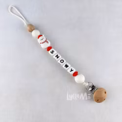Pacifier holder with name Snowman white / WHITE