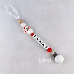 Pacifier holder with silicone clip name Happy Snowman / WHITE