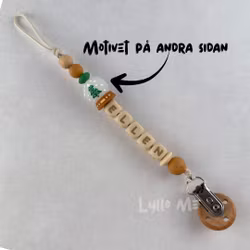Pacifier holder with name Snow Globe /WHEAT