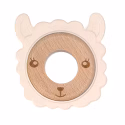 BITE FIGURE IN SILICONE & BEECH WOOD - IVORY- LAMB