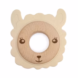 BITFIGUR I SILIKON & BOKTRÄ -LAMM - OLD LACE