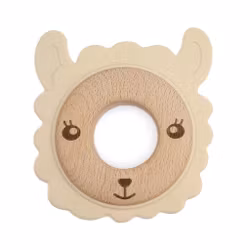 BITE FIGURE IN SILICONE & BEECH WOOD - POWDER PINK - LAMB