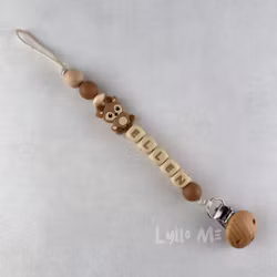 Pacifier holder with name Deer /WHEAT